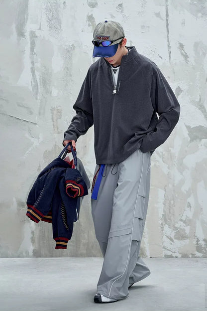 Vintage Oversized Half-Zip T-Shirt