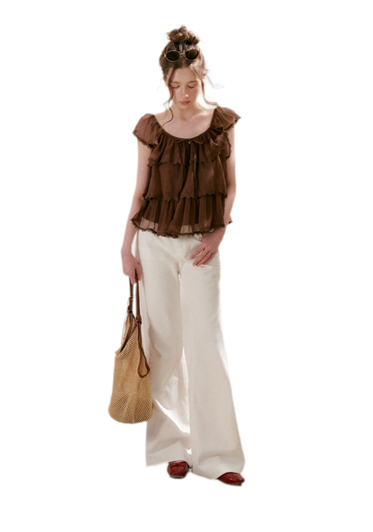 Tiered Ruffle Chiffon Blouse