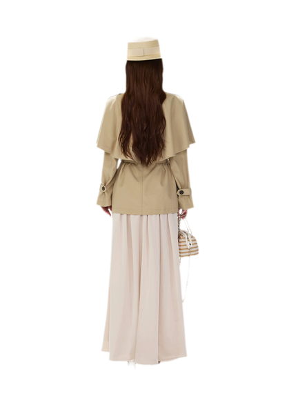 Áo khoác trench cape vải twill