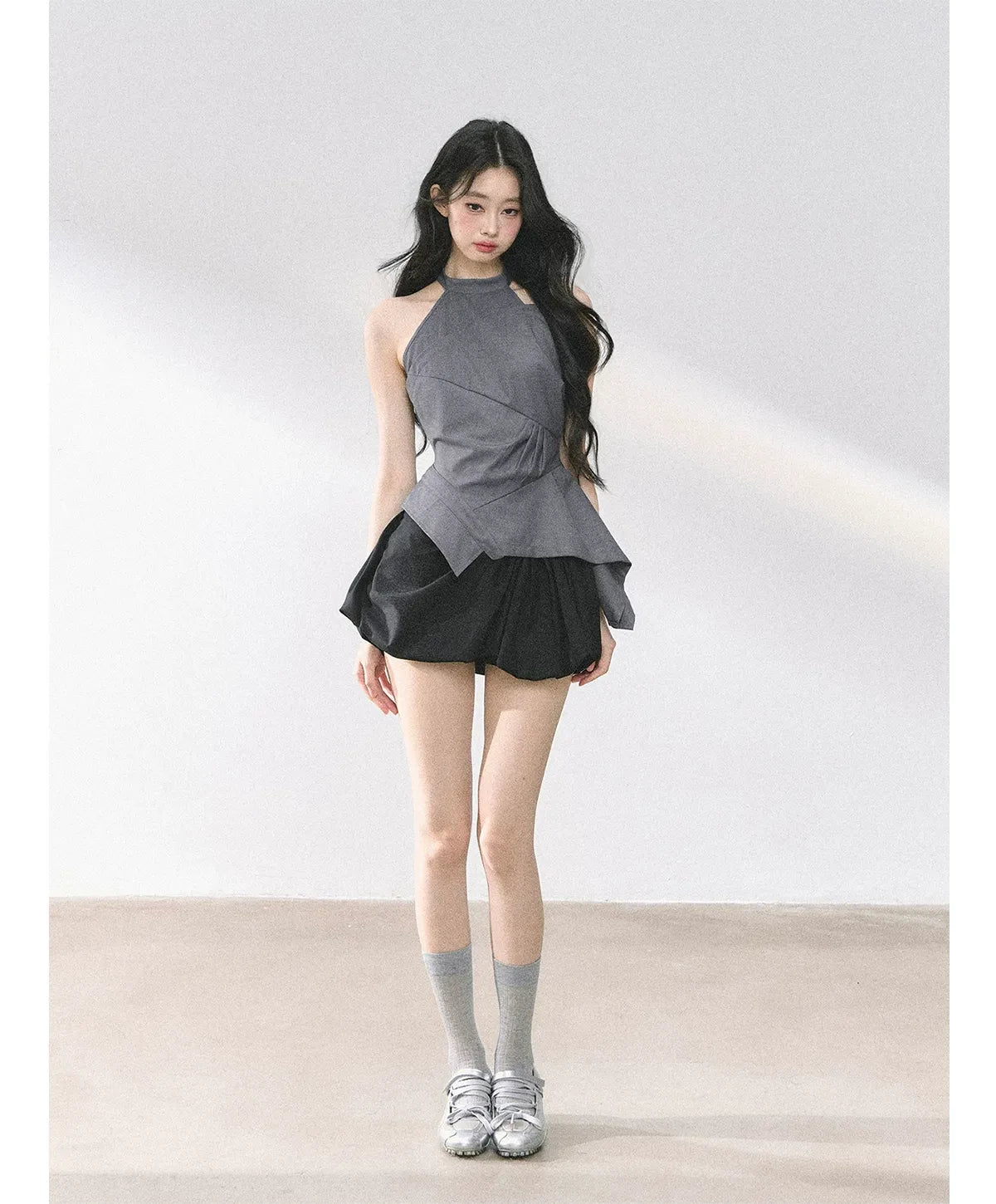 Halter Sculpted Crop Tee