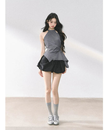 Halter Sculpted Crop Tee