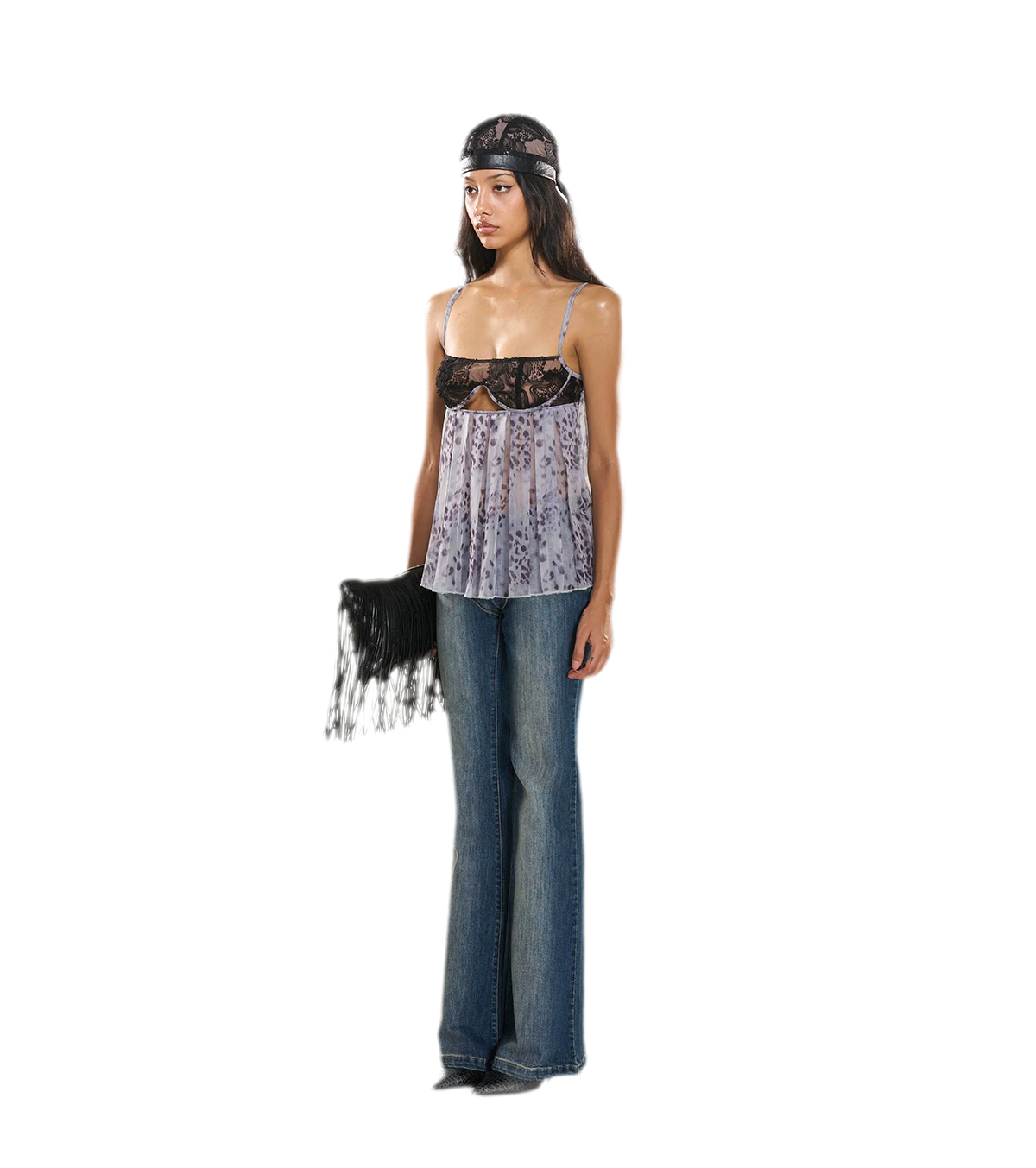 Embroidered Open-Back Chiffon Top