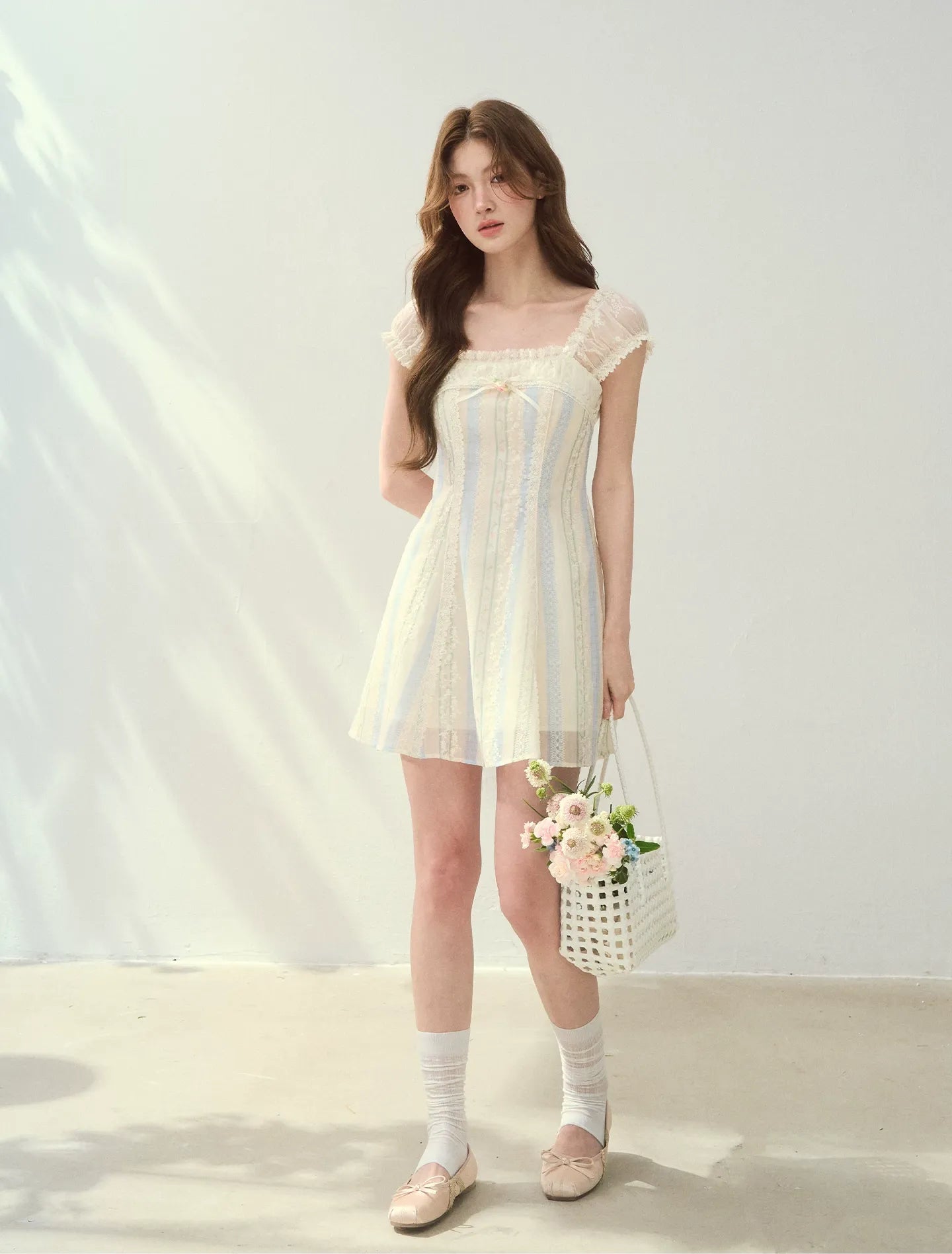 Floral Stripe A-Line Dress