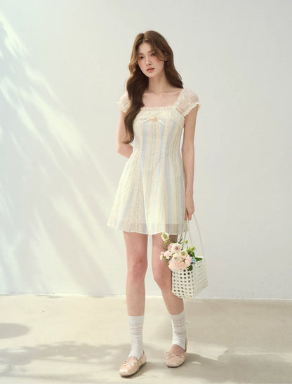 Floral Stripe A-Line Dress