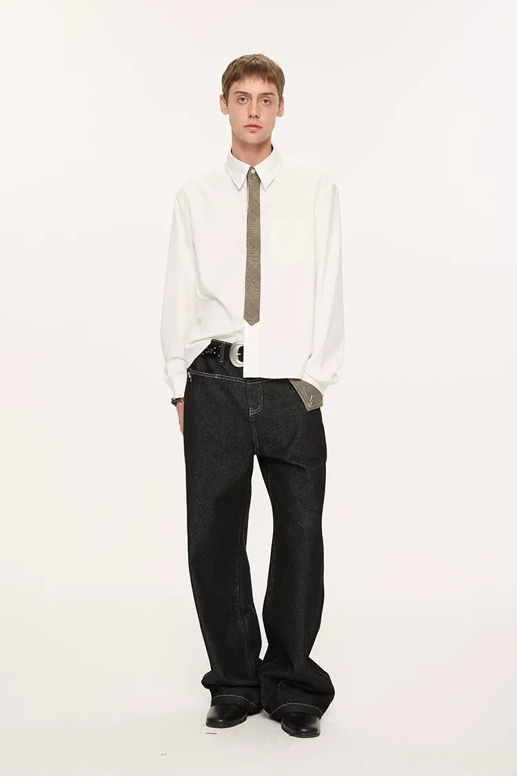 Plaid Tie-Front Long-Sleeve Shirt