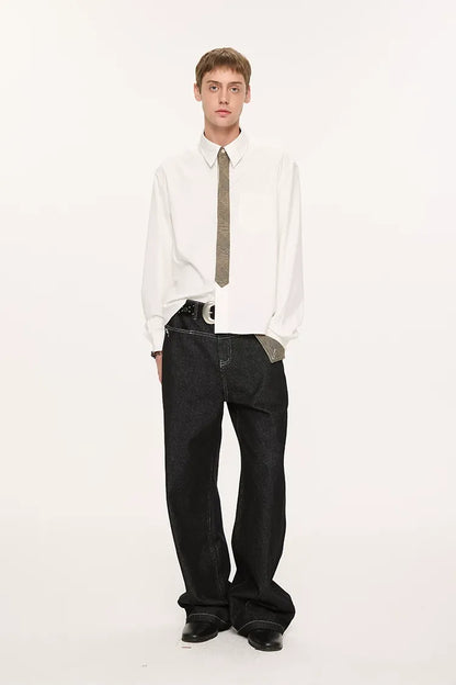 Plaid Tie-Front Long-Sleeve Shirt