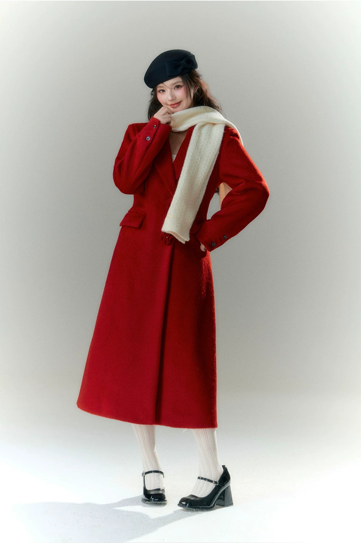 Long-Pile Wool Cape Coat