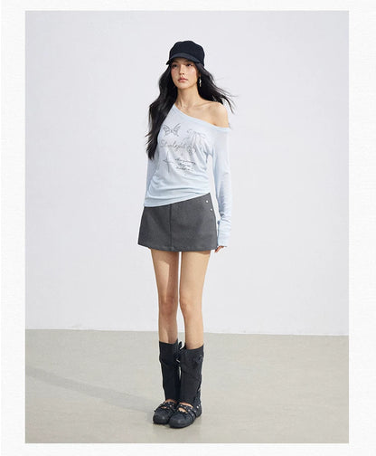 Asymmetric Off-Shoulder Sun Protection T-Shirt
