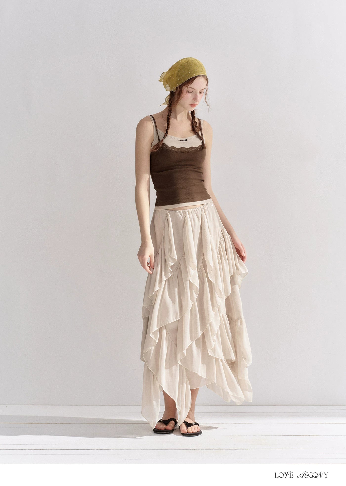 Irregular Ruffle Edge Chiffon Skirt