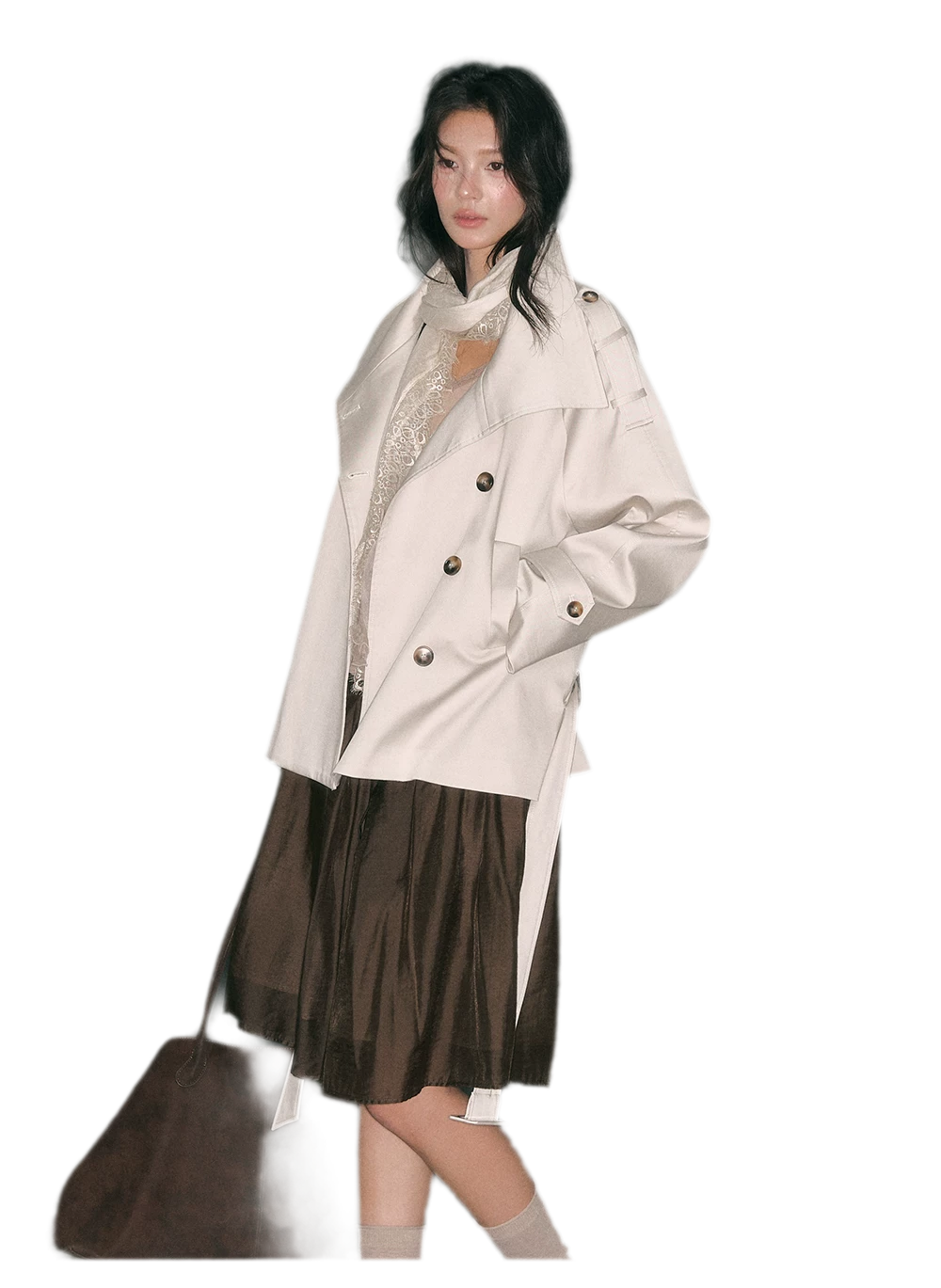Trench coat in twill ad alta densità con cintura