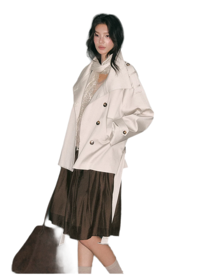 Trench coat in twill ad alta densità con cintura