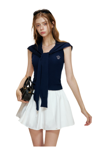 Soft Tencel Navy Shawl Tank