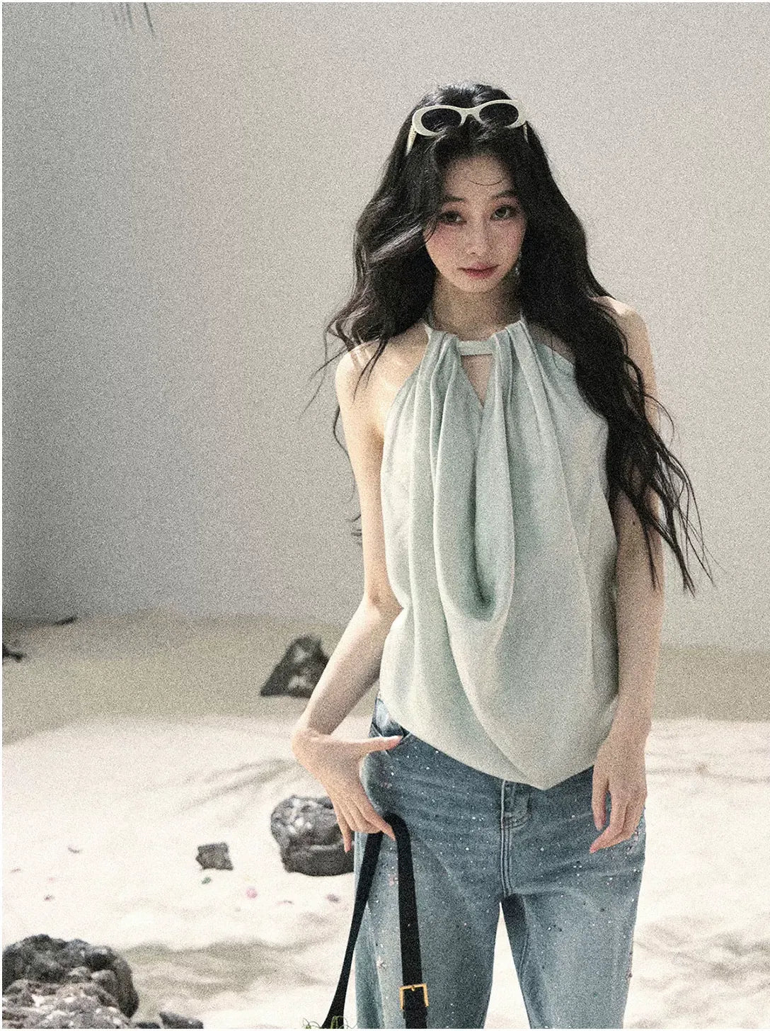 Fluid Halter Backless Top