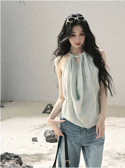 Fluid Halter Backless Top