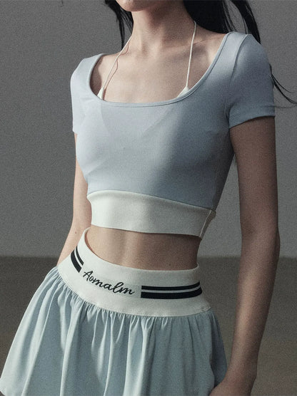 Contrast Layered Tennis Skort Set