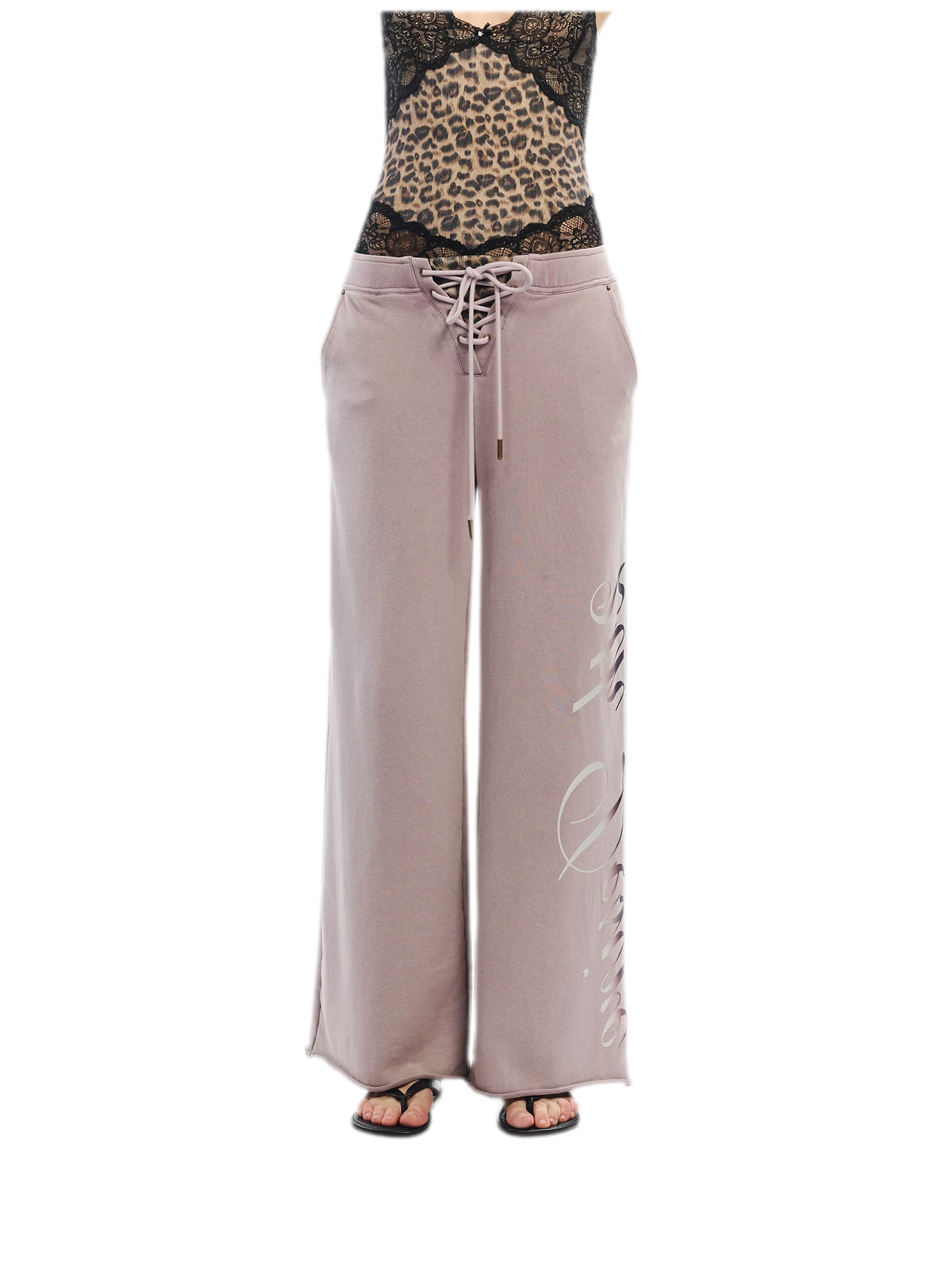 Vintage Letter Print Wide-Leg Pants