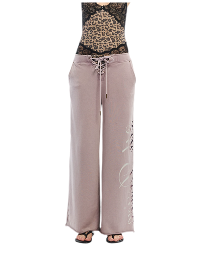 Vintage Letter Print Wide-Leg Pants