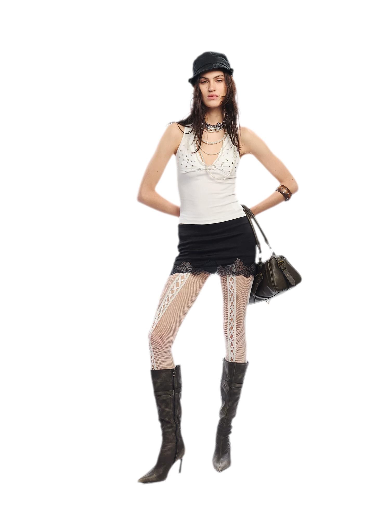 Leopard Print Rhinestone V-neck Camisole