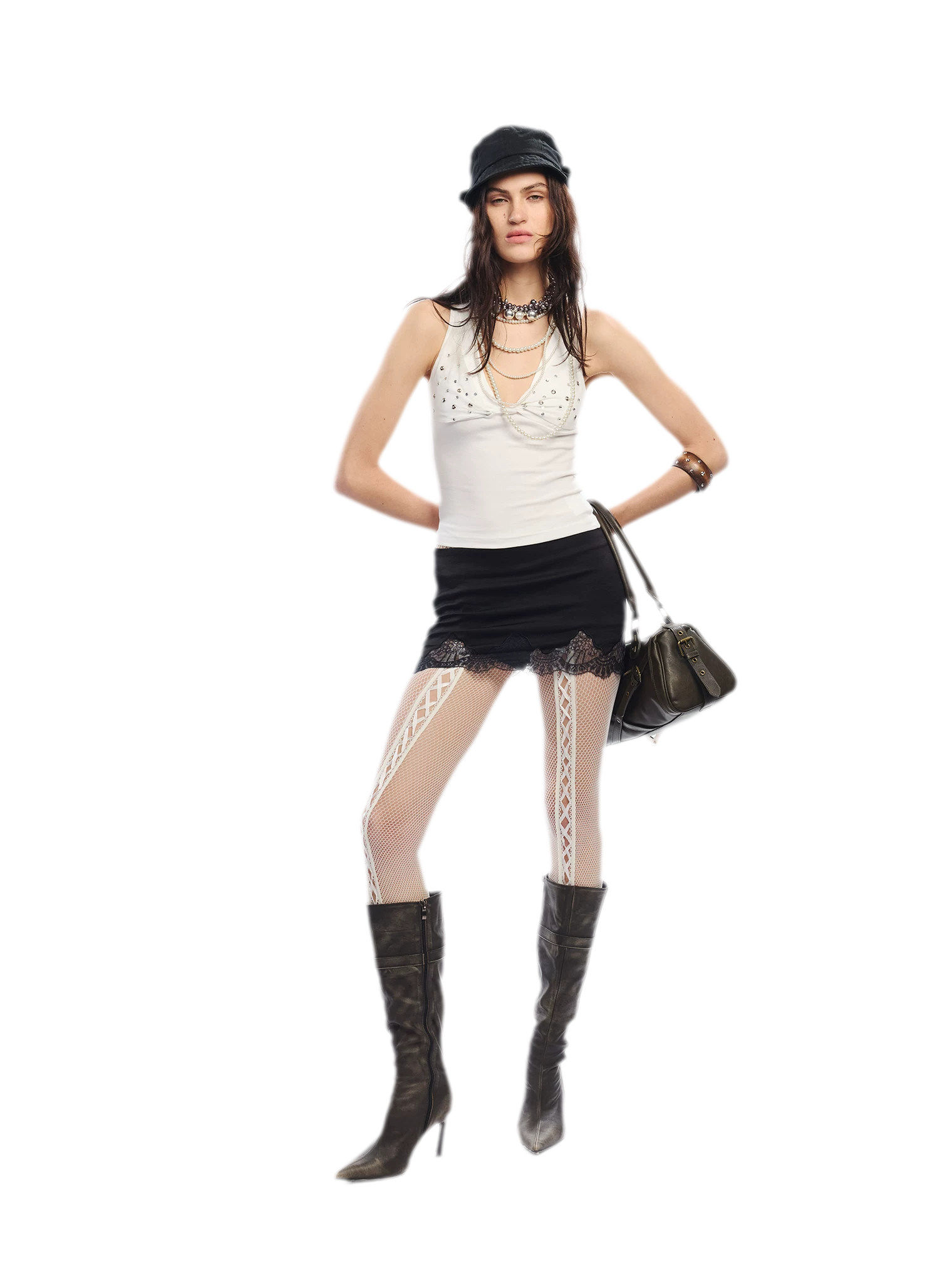 Leopard Print Rhinestone V-neck Camisole