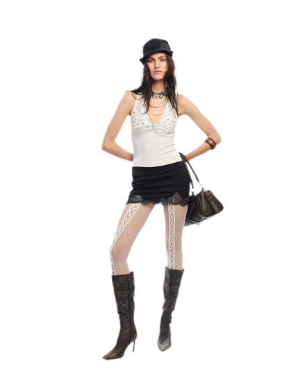 Leopard Print Rhinestone V-neck Camisole