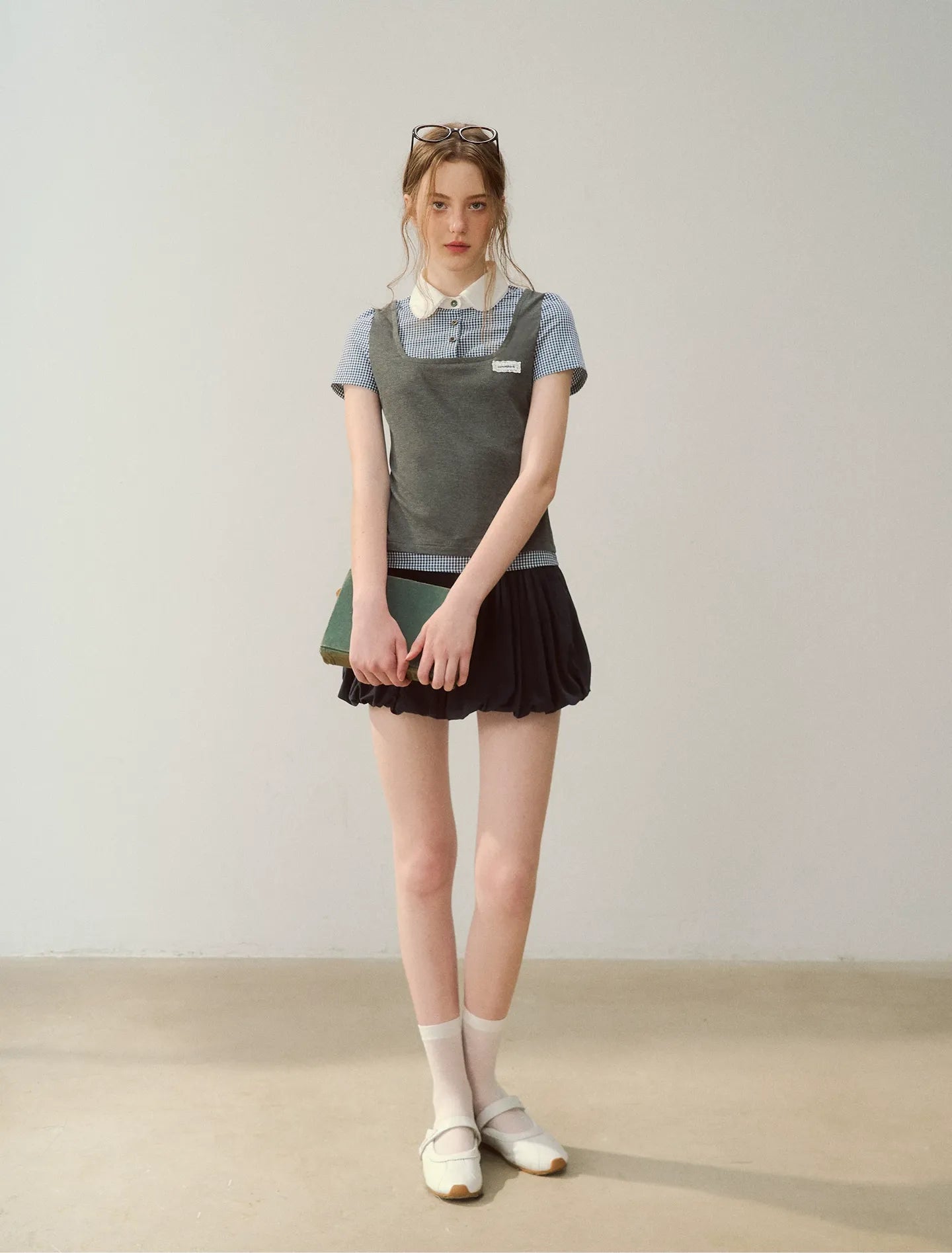 Patchwork Doll Collar Shirt