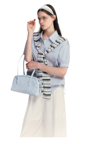 Striped Scarf Hem Shirt