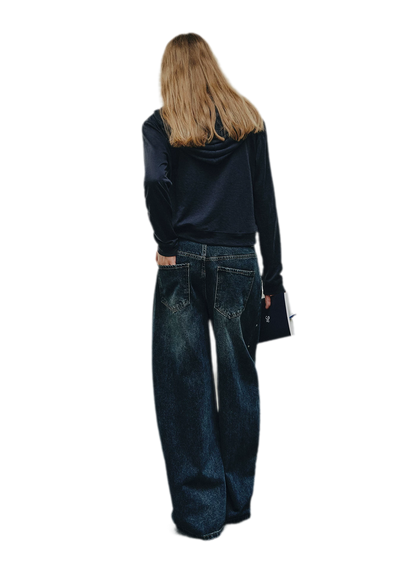 Distressed Cropped Hooded Jacket