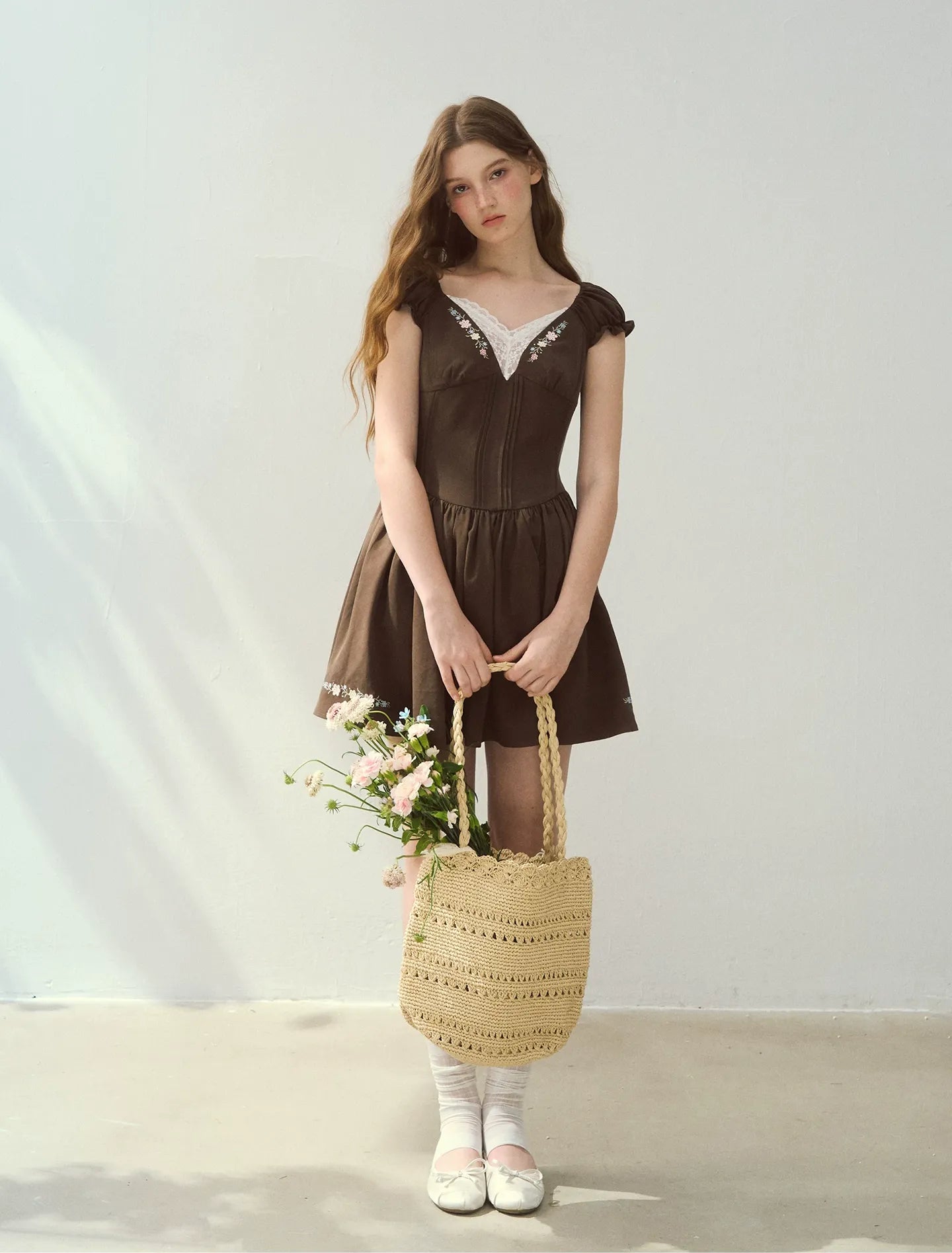 Lyocell Embroidered A-Line Dress