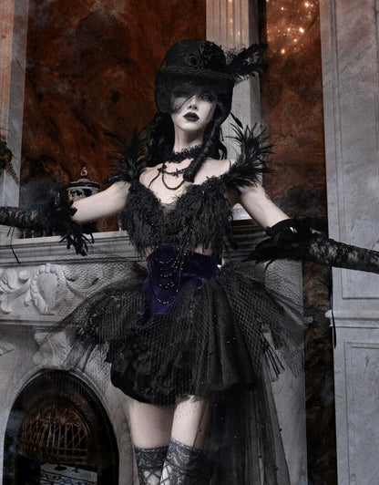 Feather Gothic Train Dress
