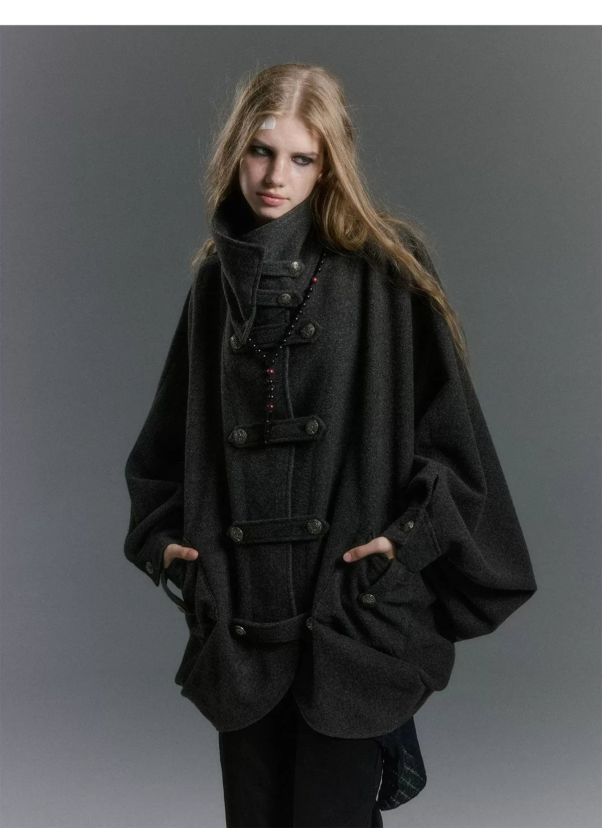 Double-Sided Batwing Wool Coat