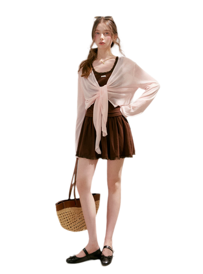 Airy Layered Short Knit Cardigan