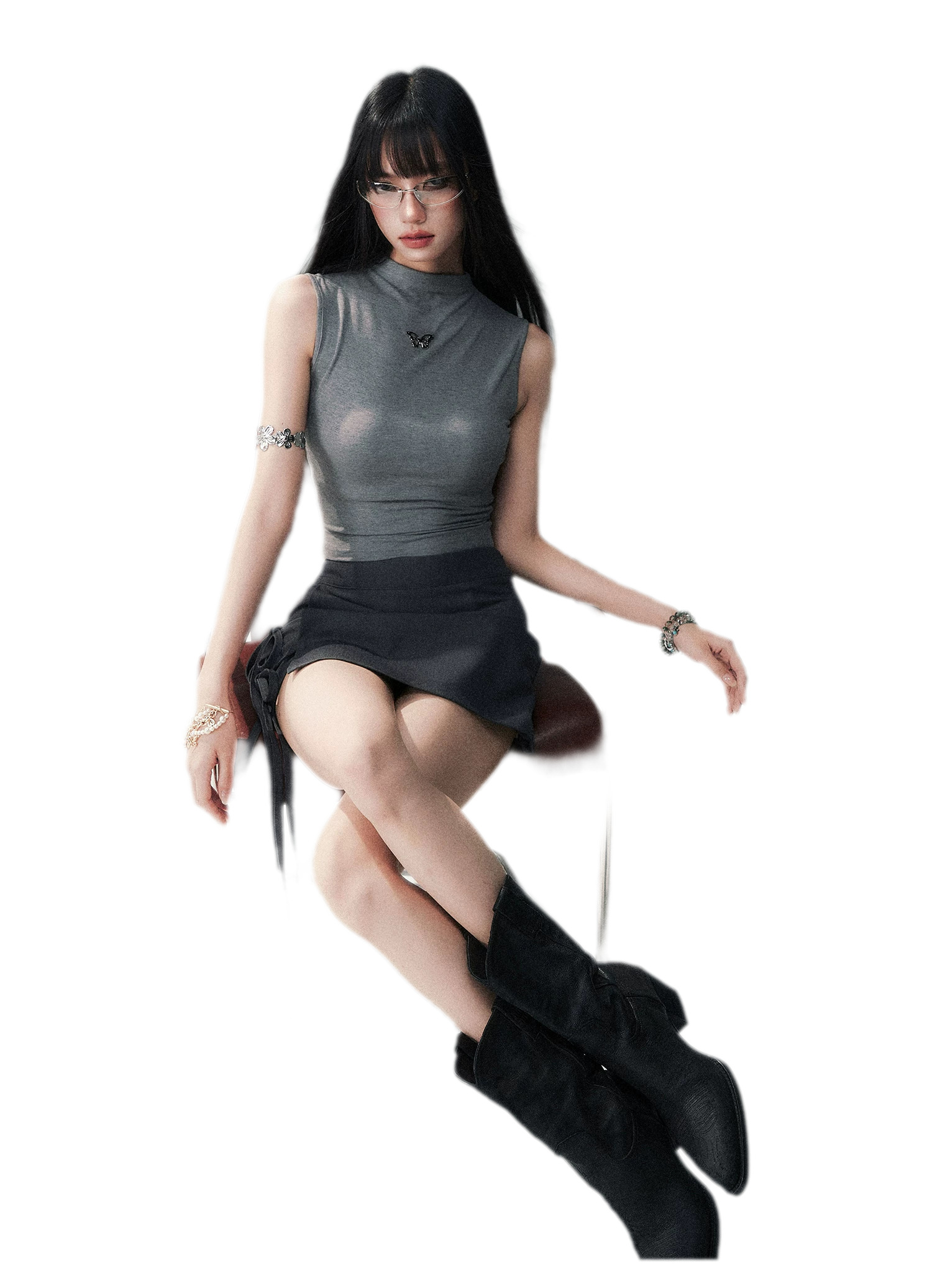 Sleeveless High Neck Tee