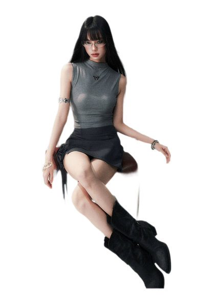 Sleeveless High Neck Tee