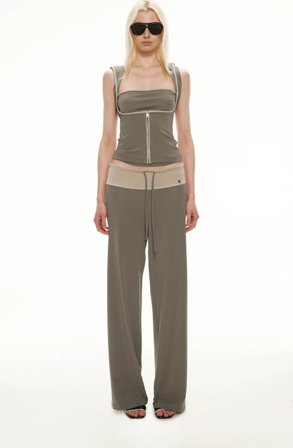 Tencel Knit Two-Piece Hoodie Vest &amp; Drawstring Pants