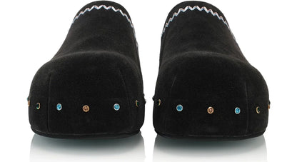 Rhinestone Platform Suede Mules