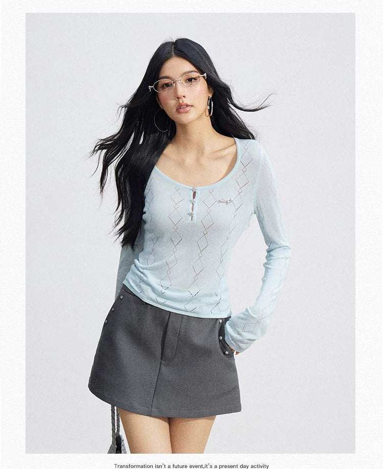 Ice Silk Hollow Knit Top