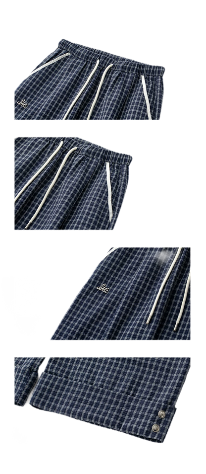 Plaid Wide-Leg Trousers