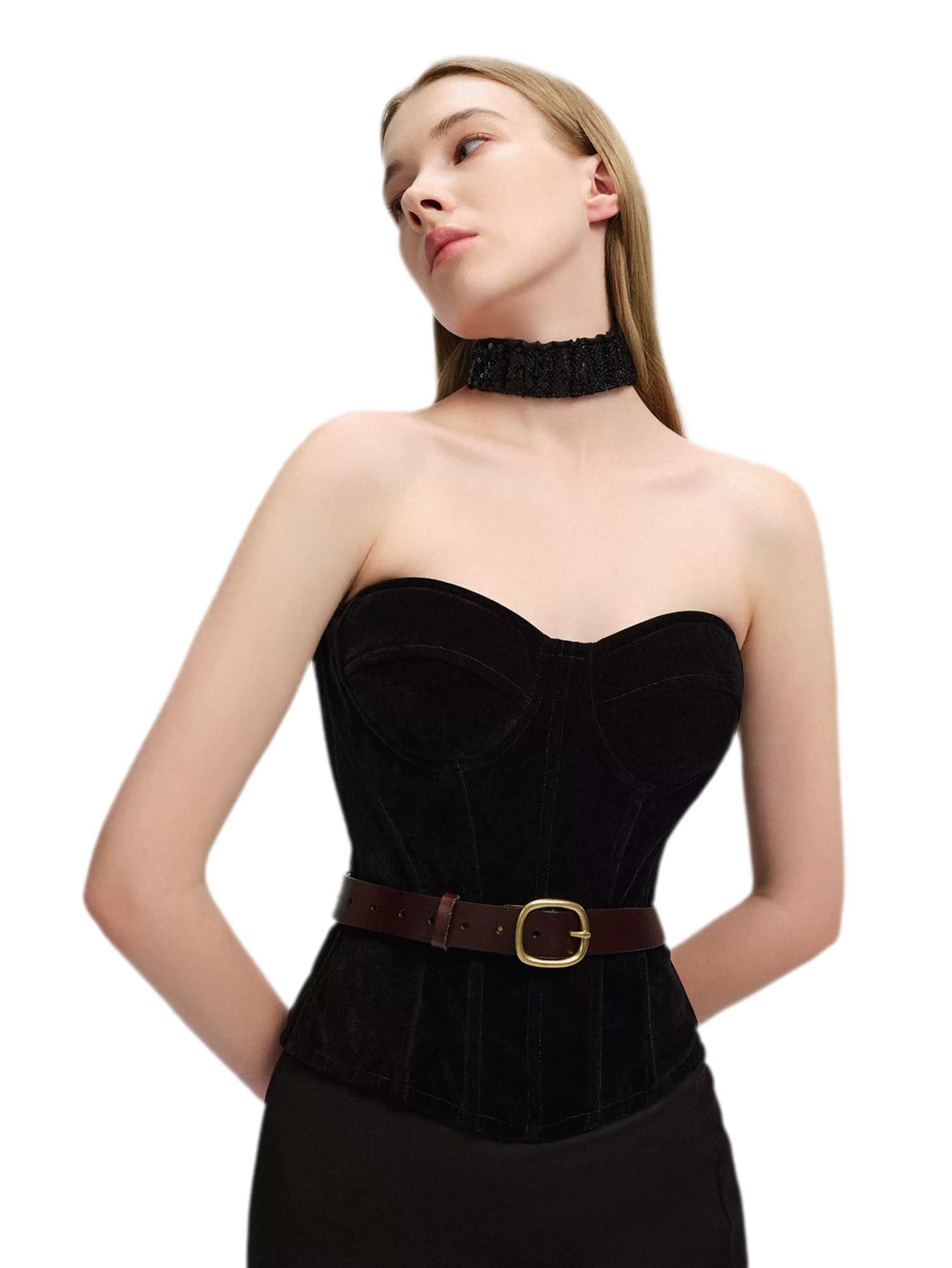 Velvet Boned Corset Top