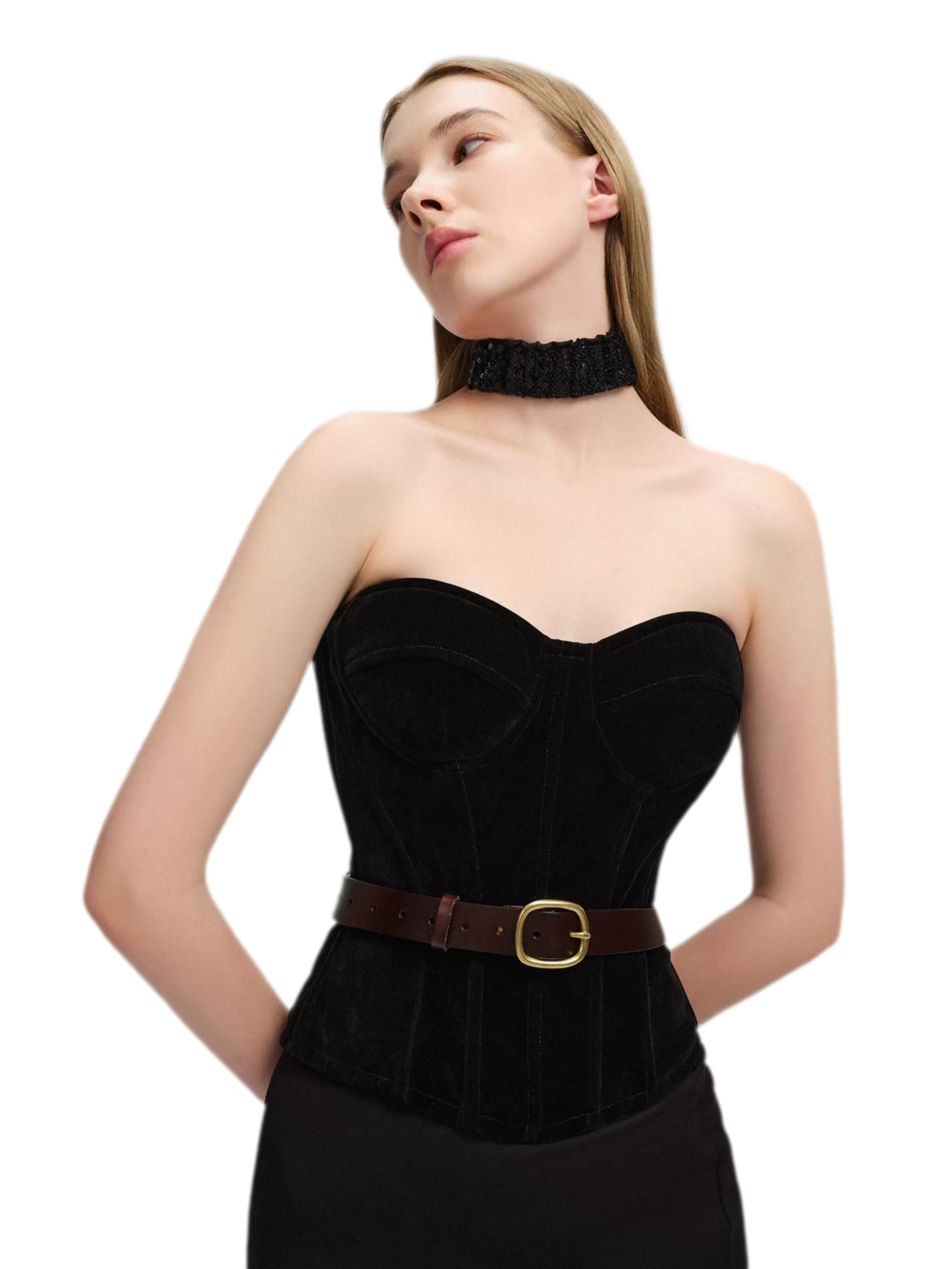 Velvet Boned Corset Top