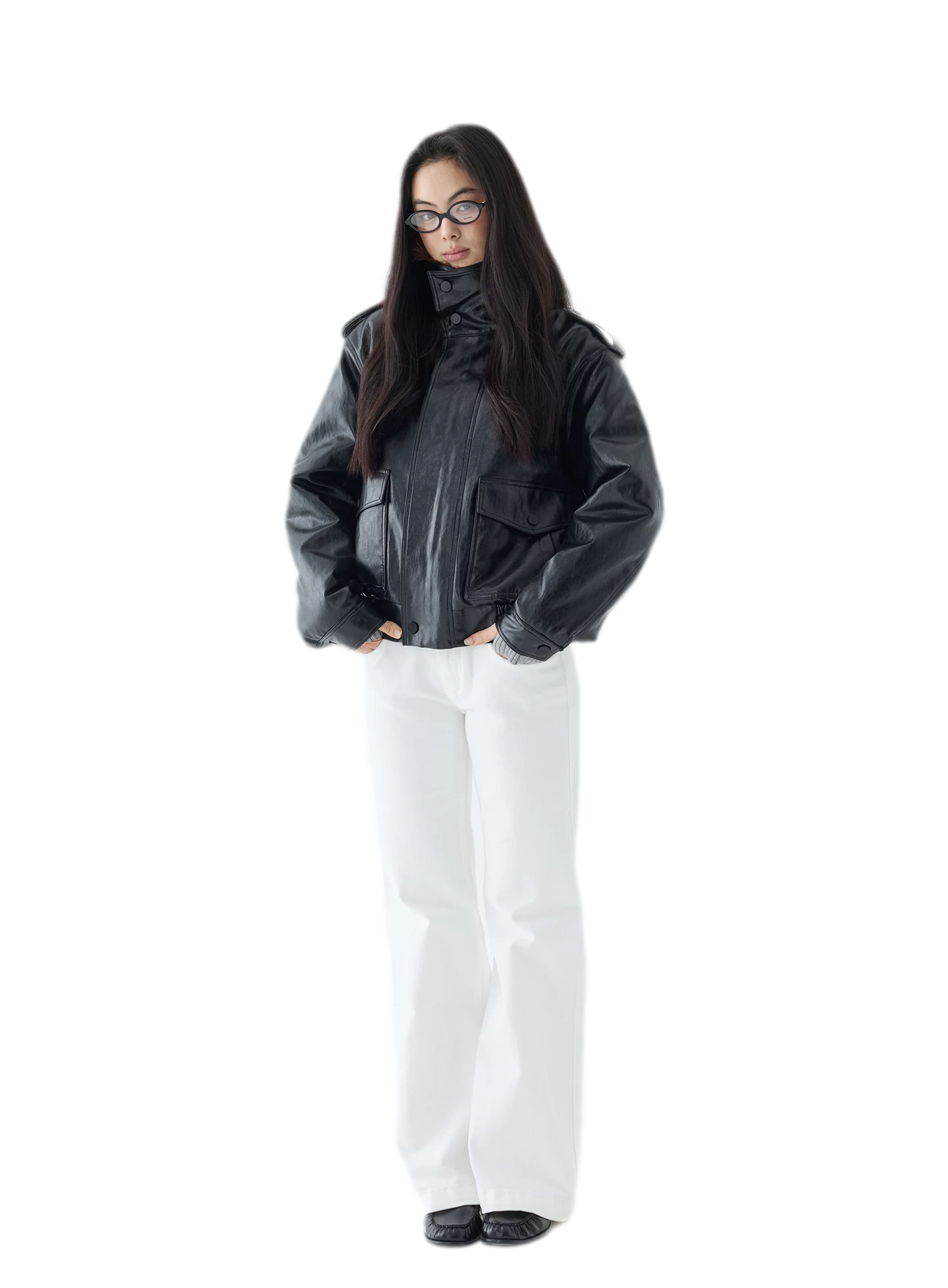 Oil-Wax Cropped PU Jacket