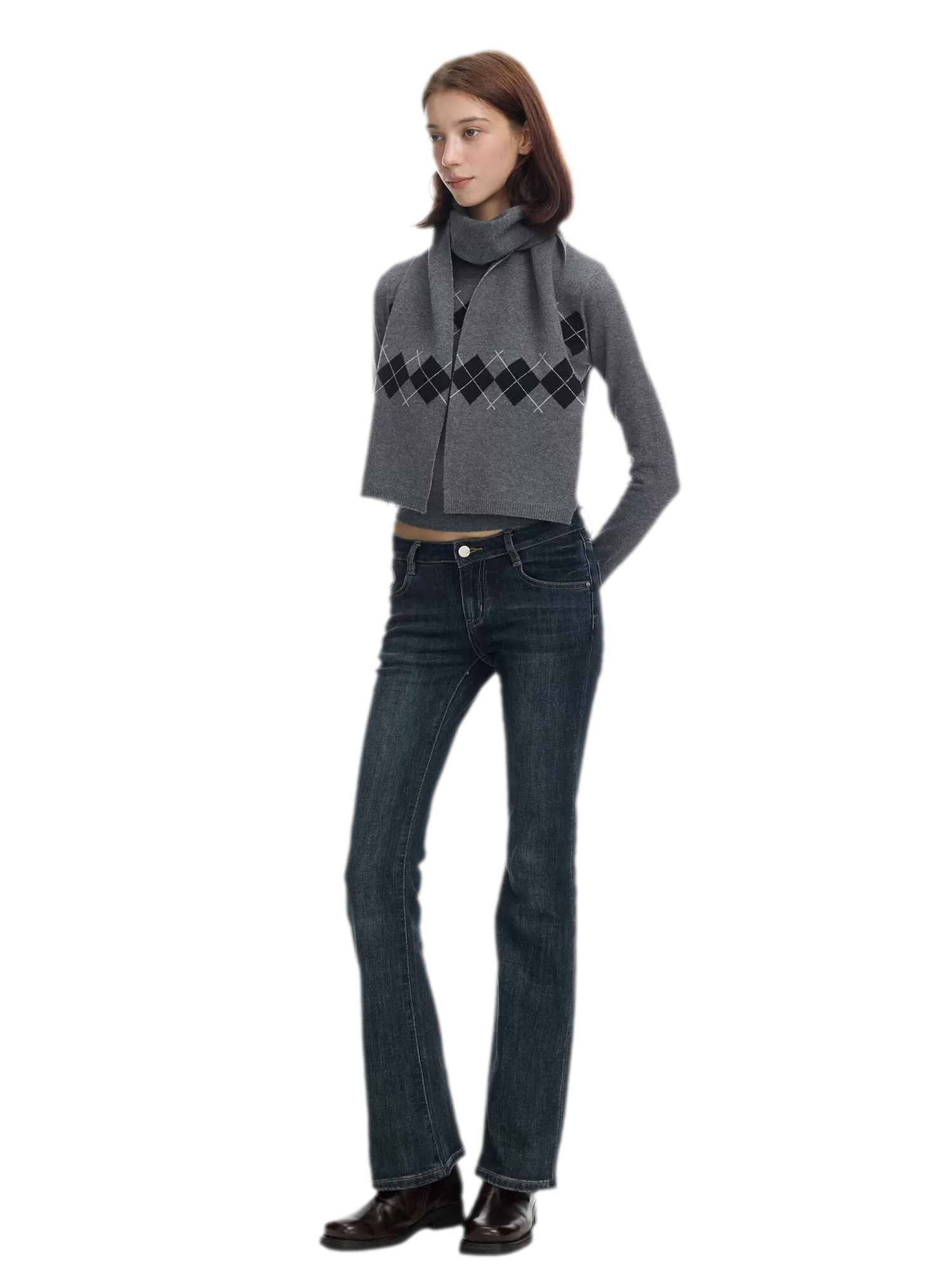 Argyle Waist-Shaped Sweater Set