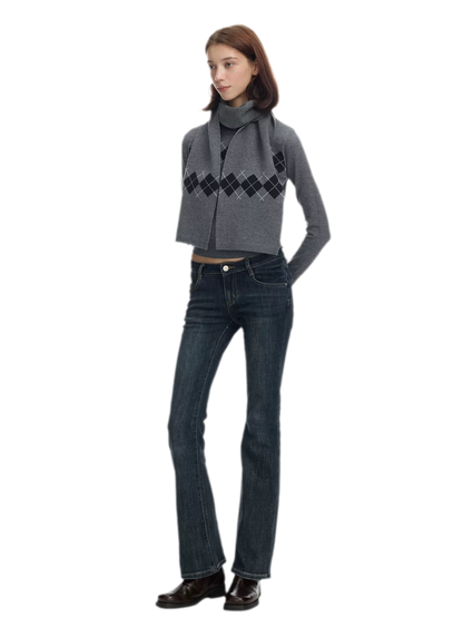 Argyle Waist-Shaped Sweater Set