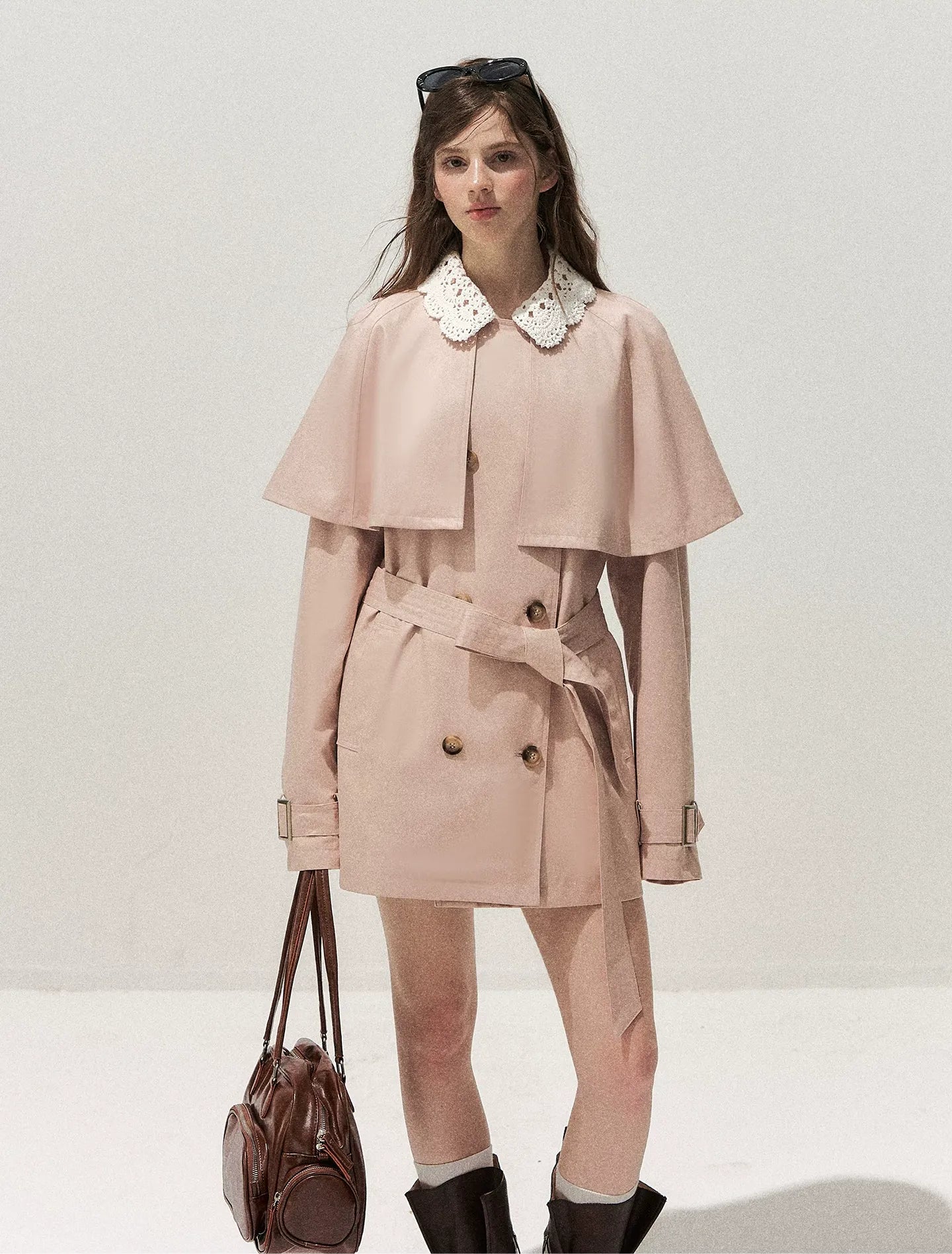 Crochet Cape Trench Coat