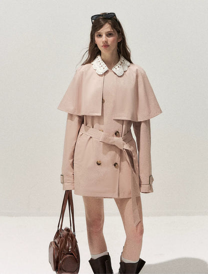 Crochet Cape Trench Coat