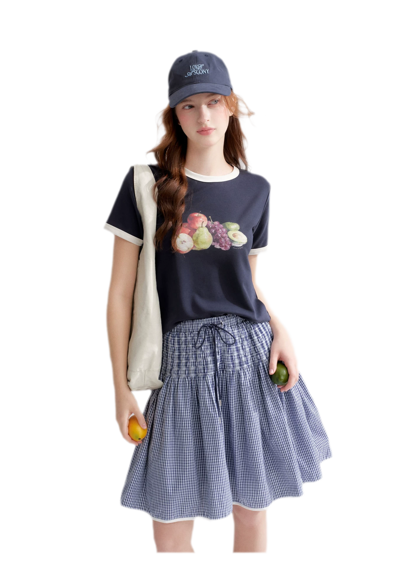 Rhinestone Fruit Print Tee