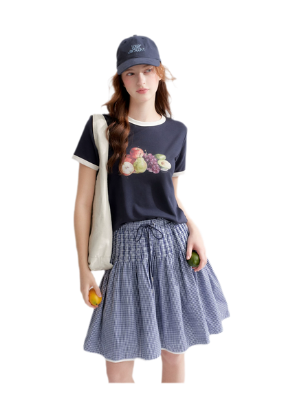 Rhinestone Fruit Print Tee