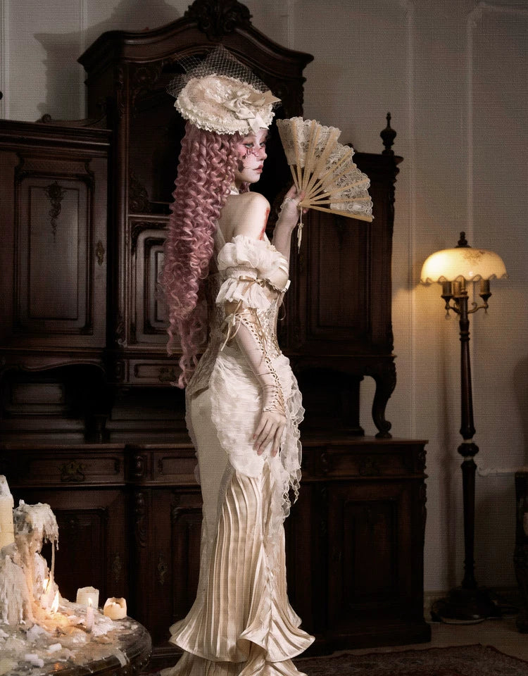 Satin Pleated Fishtail Skirt