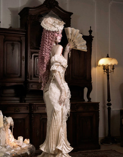 Satin Pleated Fishtail Skirt