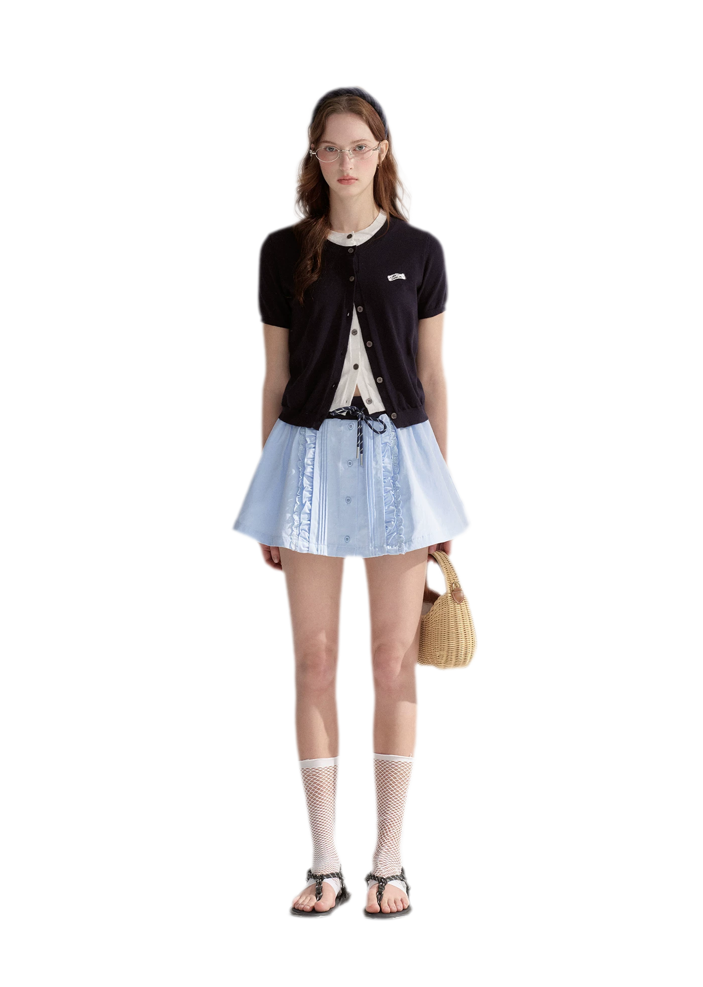 Contrast Faux Layer Knit Tee