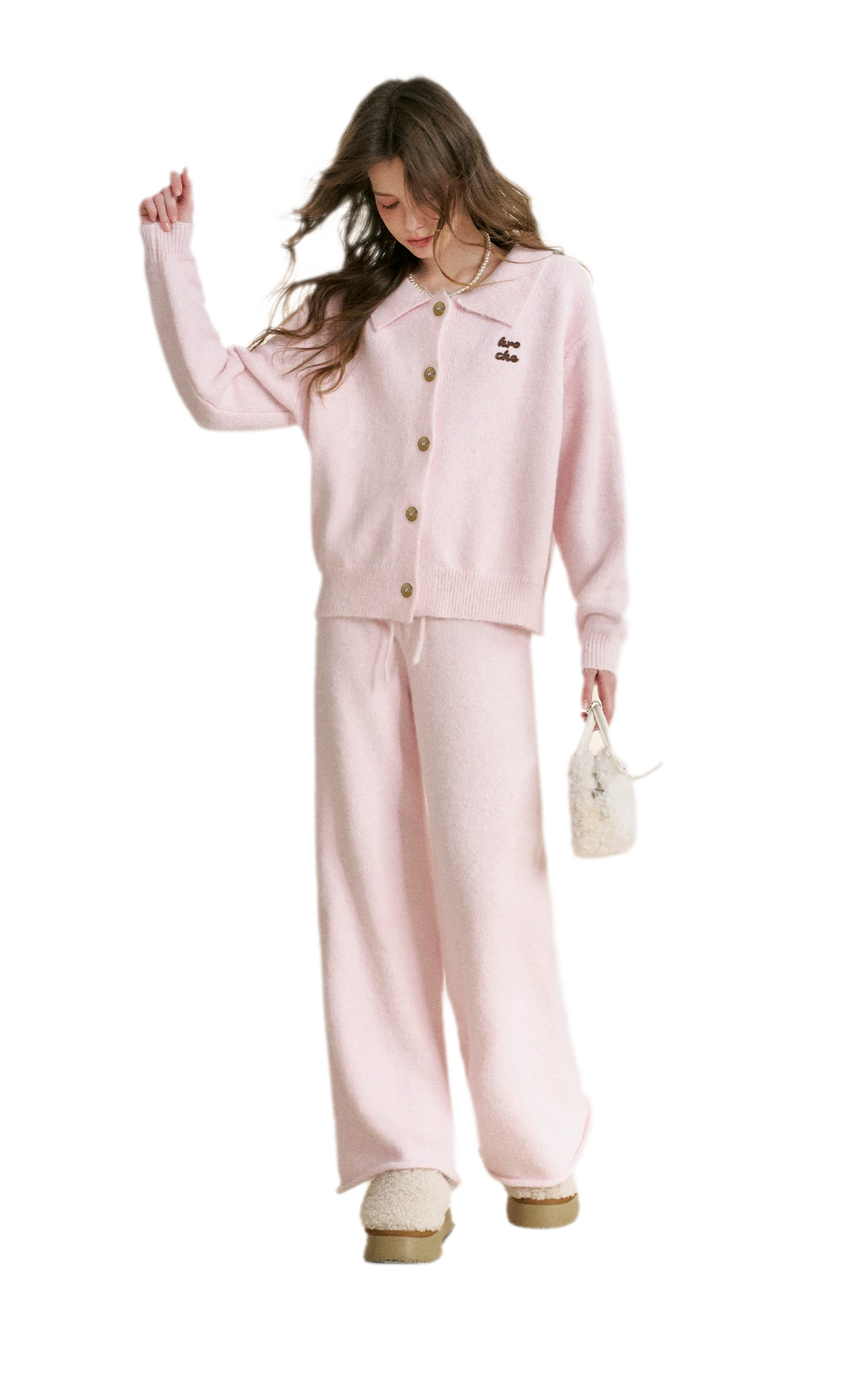Wool Blend Collared Knit Set